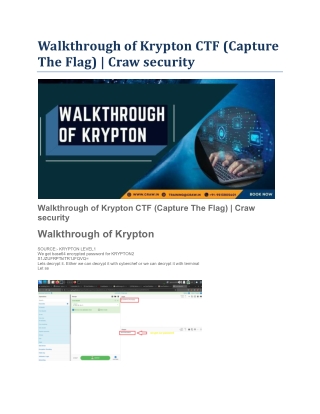 Walkthrough of Krypton CTF Capture The Flag Craw security