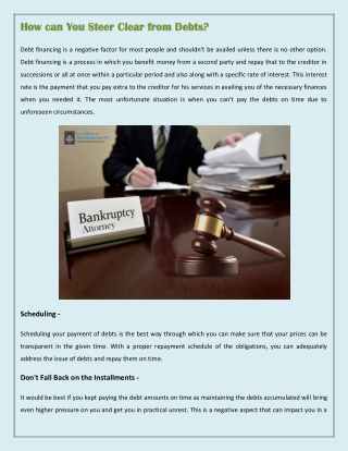 How can You Steer Clear from Debts