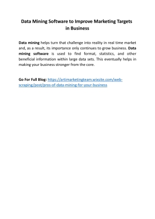 Data Mining Software to Improve Marketing Targets in Business