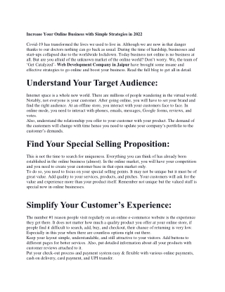 Increase Your Online Business with Simple Strategies in 2022