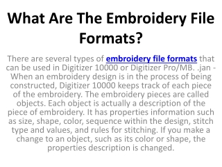 What Are The Embroidery File Formats?