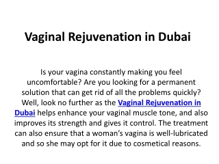 Vaginal Rejuvenation in Dubai