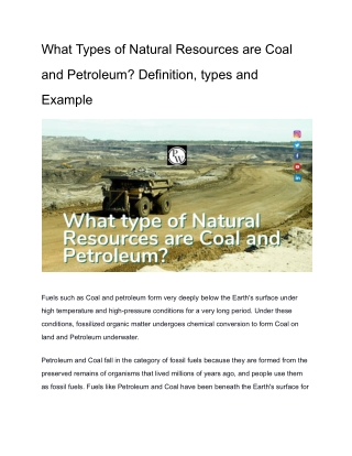 What Types of Natural Resources are Coal and Petroleum