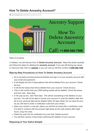 Delete Ancestry Account - Genealogist help