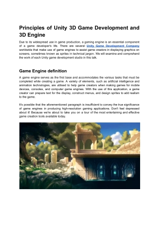 Principles of Unity 3D Game Development and 3D Engine