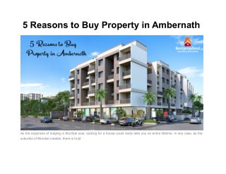 5 Reasons to Buy Property in Ambernath