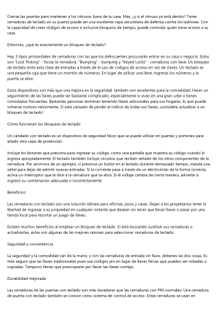 Beneficios de usar un bloqueo con teclado