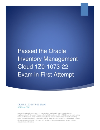 Passed the Oracle Inventory Management Cloud 1Z0-1073-22 Exam in First Attempt