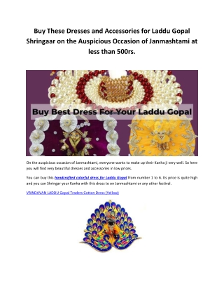 Buy These Dresses and Accessories for Laddu Gopal Shringaar on the Auspicious Occasion of Janmashtami at less than 500rs