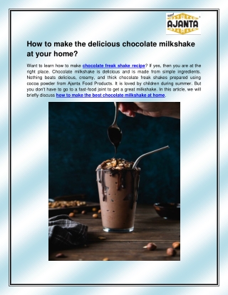 Chocolate Freak Shake Recipe