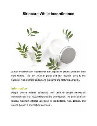 Skincare While Incontinence