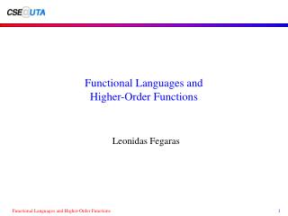 Functional Languages and Higher-Order Functions
