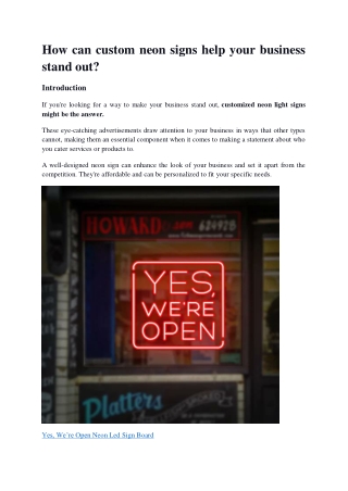 How custom neon signs can help your business stand out