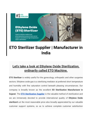 ETO Sterilizer Supplier