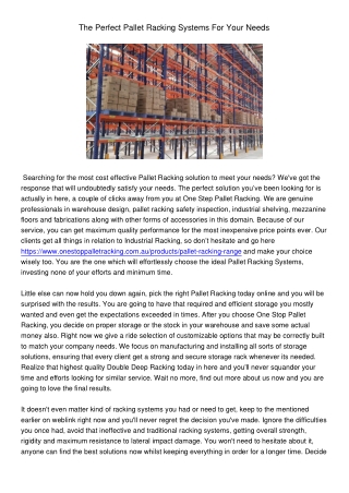 ThePerfectPalletRackingSystemsForYourNeeds