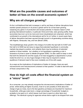 What are the possible causes and outcomes of better oil fees on the overall economic system_