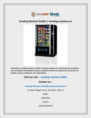 Vending Machine Dublin | Vending-machines.ie