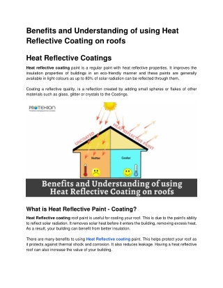 Benefits and Understanding of using Heat Reflective Coating on roofs.