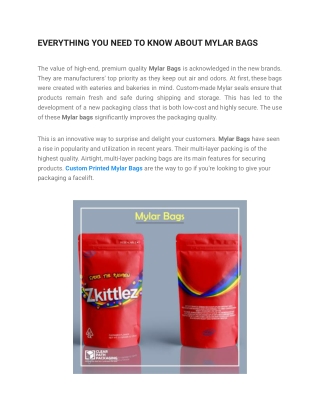 EVERYTHING YOU NEED TO KNOW ABOUT MYLAR BAGS