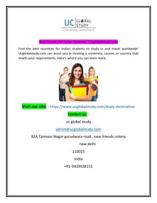 Best Country for Indian Students  Ucglobalstudycom
