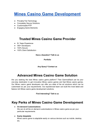 Mines Casino Game Development