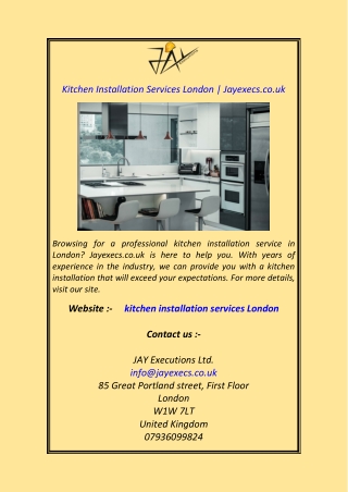 Kitchen Installation Services London Jayexecs.co.uk
