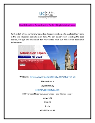 Best Education Consultant in Delhi  Ucglobalstudycom
