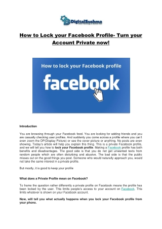 How to Lock your Facebook Profile- Turn your Account Private now!