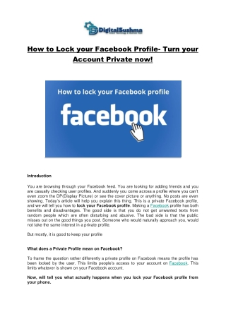 How to Lock your Facebook Profile- Turn your Account Private now!