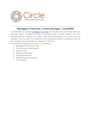 Managed IT Services _ Irvine (Orange) _ CircleMSP
