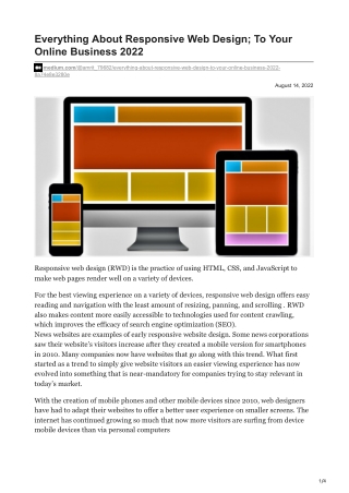 Everything About Responsive Web Design; To Your Online Business 2022