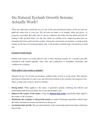 Do Natural Eyelash Growth Serums Actually Work
