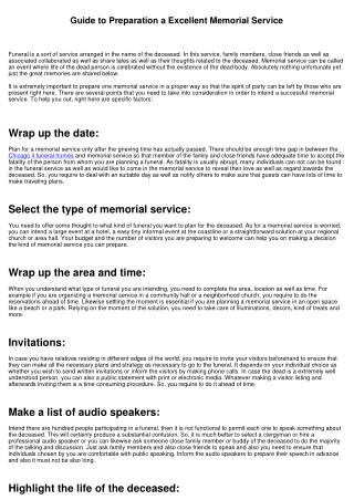 Guide to Preparation a Excellent Funeral