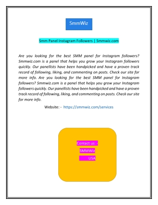 Smm Panel Instagram Followers Smmwizcom