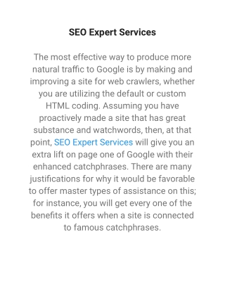 SEO Expert Services