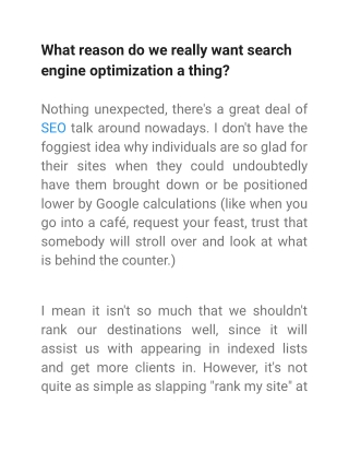 What reason do we really want search engine optimization a thing