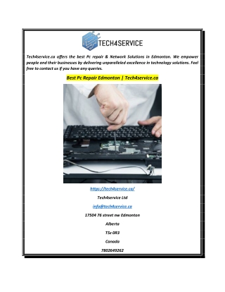 Best Pc Repair Edmonton  Tech4service.ca