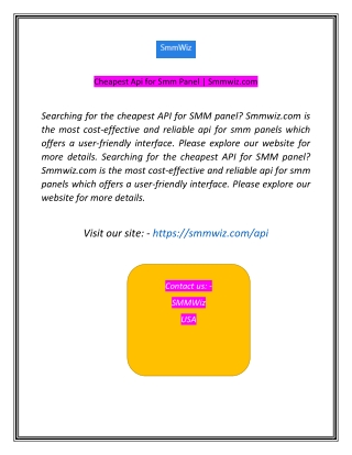 Cheapest Api for Smm Panel  Smmwizcom