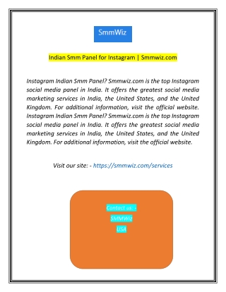 Indian Smm Panel for Instagram Smmwizcom