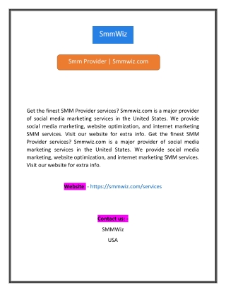 Smm Provider  Smmwizcom