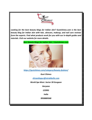 Best Beauty Blogs for Indian Skin  Gustchimes.com