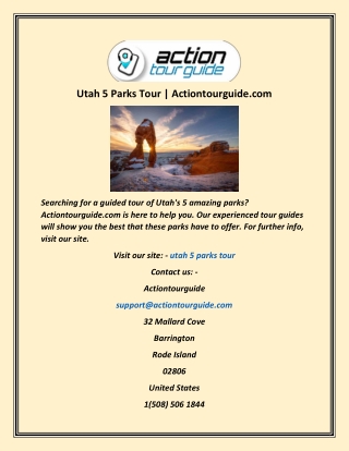 Utah 5 Parks Tour | Actiontourguide.com