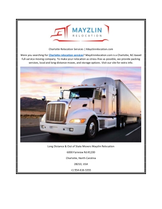 Charlotte Relocation Services | Mayzlinrelocation.com