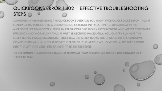 A Complete guide to resolve QuickBooks Error 1402