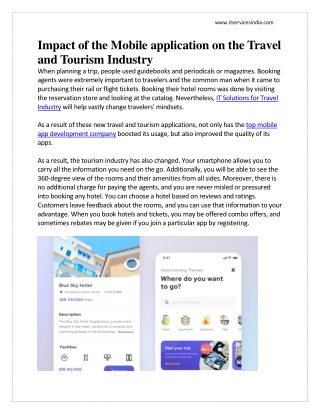 Impact of the Mobile application on the Travel and Tourism Industry