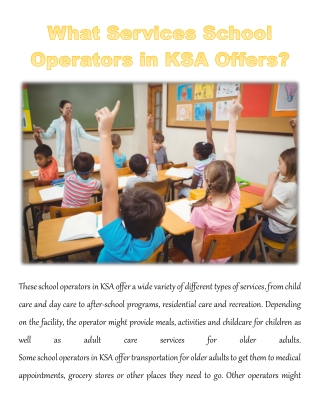 What Services School Operators in KSA Offers?