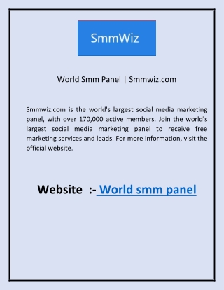 World Smm Panel Smmwiz