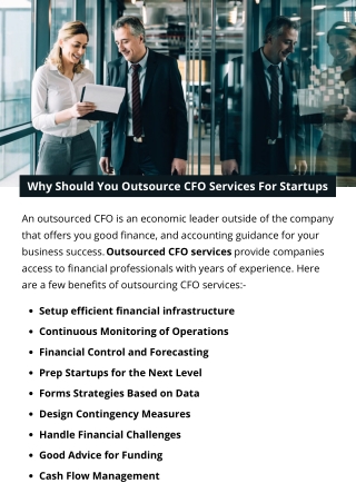 Why Should You Outsource CFO Services For Startups