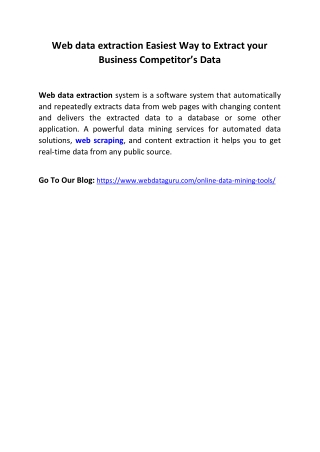 Web data extraction Easiest Way to Extract your Business Competitor’s Data