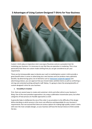 3 Advantages of Using Custom-Designed T-Shirts for Your Business